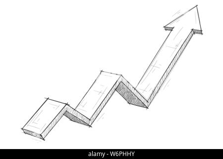 L'augmentation financière flèche. Croquis dessinés à la main, Illustration de Vecteur
