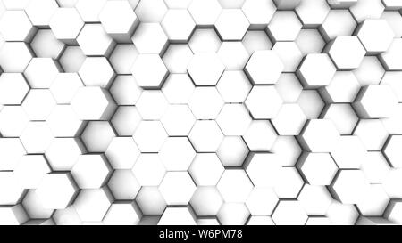 Blanc et argent Hexagon 3D animation abstraite. Boucle sans couture. fond de jeu prêt à l'emploi Banque D'Images