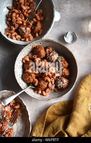 Pâtes aux boulettes de Vegan Banque D'Images