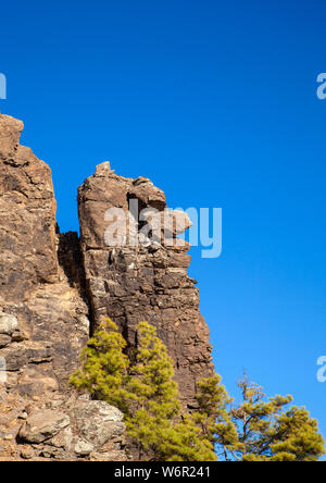 Gran Canaria, Juillet, vue vers falaise, face pierre Banque D'Images