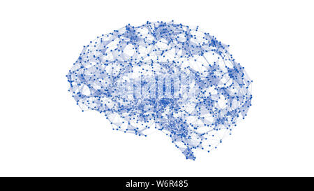 Cerveau géométrique abstraite avec les connexions réseau. Rendu 3D illustration isolé sur fond blanc Banque D'Images