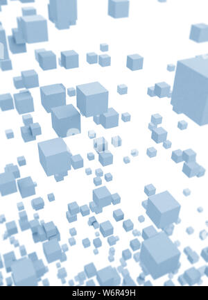 Abstract 3D cubes bleus sur fond blanc Banque D'Images