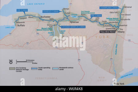 Erie canal carte état de New York Banque D'Images