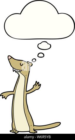 Weasel dessin animé avec bulle pensée Illustration de Vecteur