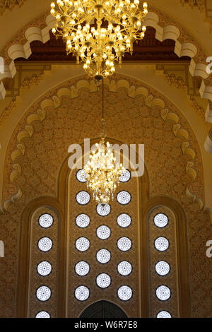 Casablanca, Maroc : 01 mars, 2019:intérieur de la mosquée Hassan II à Casablanca, Maroc, Afrique. Banque D'Images