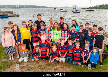 Ahakista, West Cork, Irlande. 2 Août, 2019. Dans le cadre du Festival Août Ahakista, Graham Norton accueille chaque année le Graham Norton Table Quiz. Invités spéciaux, l'Irlande et de Munster Rugby joueurs Fineen et Josh Wycherley a également participé au festival. Le produit de l'activité vont à l'Ahakista Community Association. Credit : Andy Gibson/Alamy Live News Banque D'Images