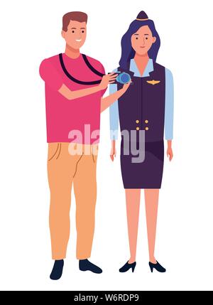 Les travailleurs professionnels caricatures couple smiling Illustration de Vecteur