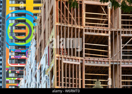 Detroit, Michigan - la construction de la ville Club Apartments dans le quartier central des affaires de Detroit. Banque D'Images