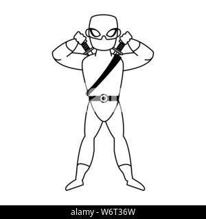 Bande dessinée de super héros retro cartoon en noir et blanc Illustration de Vecteur