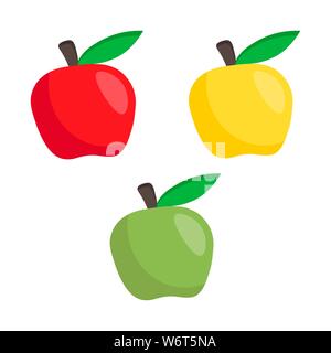 Fruits simples télévision. L'icône Apple set illustration isolé sur fond blanc. Illustration de Vecteur