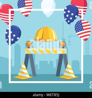 Célébration de la fête du travail usa cartoon Illustration de Vecteur