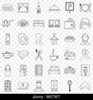 Service cinq étoiles icons set style du contour, Illustration de Vecteur