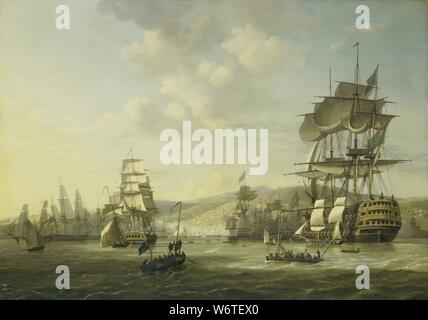 De Engels-Nederlandse vloot dans de Baai van Alger ter ondersteuning van het ultimatum tot vrijlating van blanke slaven, 26 augustus 1816. Banque D'Images