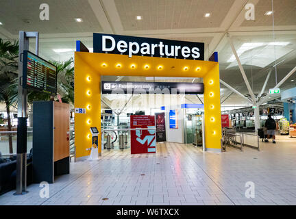 La porte des départs à l'aéroport de Brisbane, Terminal International, Queensland, Queensland, Australie Banque D'Images