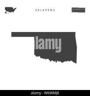 Nous l'Oklahoma carte vierge de l'État isolé sur fond blanc. High-Detailed silhouette noire Site de l'Oklahoma. Banque D'Images