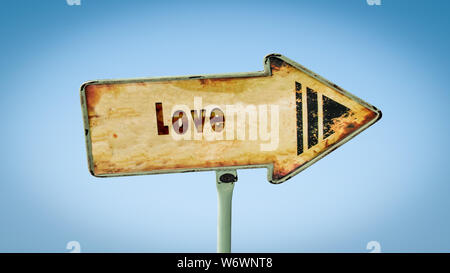 Plaque de Rue le sens moyen de l'amour Banque D'Images