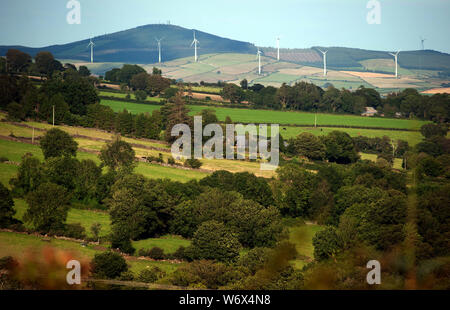 Les centrales éoliennes, montagnes Blackstairs, Mount Leinster, Comté de Carlow, Irlande, Europe Banque D'Images