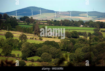 Les centrales éoliennes, montagnes Blackstairs, Mount Leinster, Comté de Carlow, Irlande, Europe Banque D'Images