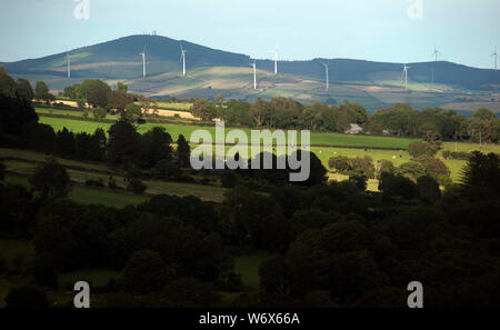 Les centrales éoliennes, montagnes Blackstairs, Mount Leinster, Comté de Carlow, Irlande, Europe Banque D'Images