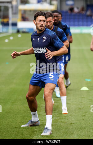 Kingston, au Royaume-Uni. 06Th Aug 2019. Vous Nightingale de l'AFC Wimbledon se réchauffe au cours de l'EFL Sky Bet League 1 match entre l'AFC Wimbledon et Rotherham United au Cherry Red Records Stadium, Kingston, en Angleterre, le 3 août 2019. Photo de Ken d'Étincelles. Usage éditorial uniquement, licence requise pour un usage commercial. Aucune utilisation de pari, de jeux ou d'un seul club/ligue/dvd publications. Credit : UK Sports Photos Ltd/Alamy Live News Banque D'Images