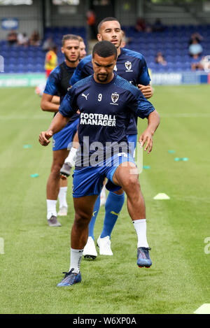 Kingston, au Royaume-Uni. 06Th Aug 2019. Kwesi Appiah, de l'AFC Wimbledon se réchauffe au cours de l'EFL Sky Bet League 1 match entre l'AFC Wimbledon et Rotherham United au Cherry Red Records Stadium, Kingston, en Angleterre, le 3 août 2019. Photo de Ken d'Étincelles. Usage éditorial uniquement, licence requise pour un usage commercial. Aucune utilisation de pari, de jeux ou d'un seul club/ligue/dvd publications. Credit : UK Sports Photos Ltd/Alamy Live News Banque D'Images