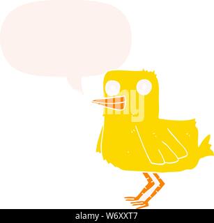 Duck cartoon avec bulle en style retro Illustration de Vecteur