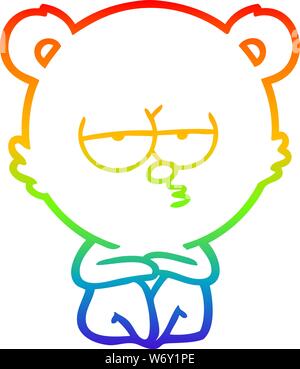 La ligne de gradient dessin d'un ours polaire assis ennuie cartoon Illustration de Vecteur