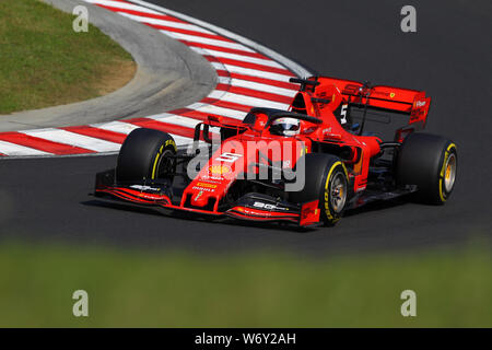 Budapest, Hongrie. 03e Août, 2019. Sebastian Vettel de la Scuderia Ferrari sur la voie pendant les qualifications pour le Grand Prix F1 de Hongrie Banque D'Images