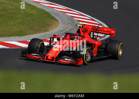 Budapest, Hongrie. 03e Août, 2019. Charles Leclerc de la Scuderia Ferrari sur la voie pendant les qualifications pour le Grand Prix F1 de Hongrie Banque D'Images