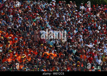 Budapest, Hongrie. 03e Août, 2019. Fans de Max Verstappen lors des qualifications pour le Grand Prix F1 de Hongrie Banque D'Images