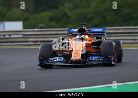 Budapest, Hongrie. 03e Août, 2019. Carlos Sainz Jr. de la McLaren F1 Team sur la voie pendant les qualifications pour le Grand Prix F1 de Hongrie Banque D'Images