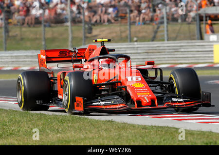 Budapest, Hongrie. 03e Août, 2019. Charles Leclerc de la Scuderia Ferrari sur la voie pendant les qualifications pour le Grand Prix F1 de Hongrie Banque D'Images