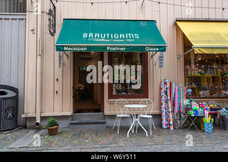 Gothenburg, Suède - Juillet 19, 2019 : Avis d'une boutique dans la rue Hagan à Göteborg, Suède. Banque D'Images