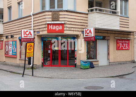 Gothenburg, Suède - Juillet 19, 2019 : Avis d'un supermarché à Göteborg dans le célèbre quartier de Haga. Banque D'Images