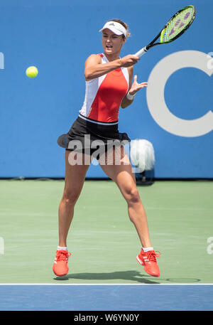 3 août 2019 : Anna Kalinskaya (RUS) perd à Jessica Mladenovic (USA) 6-3, 3-6, 6-1, à l'CitiOpen joué à Rock Creek Park Tennis Center à Washington, DC, . © Leslie Billman/Tennisclix/CSM Crédit : Cal Sport Media/Alamy Live News Banque D'Images