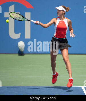 3 août 2019 : Anna Kalinskaya (RUS) perd à Jessica Mladenovic (USA) 6-3, 3-6, 6-1, à l'CitiOpen joué à Rock Creek Park Tennis Center à Washington, DC, . © Leslie Billman/Tennisclix/CSM Crédit : Cal Sport Media/Alamy Live News Banque D'Images