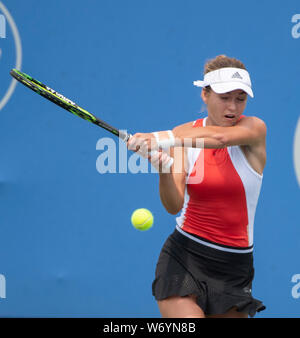 3 août 2019 : Anna Kalinskaya (RUS) perd à Jessica Mladenovic (USA) 6-3, 3-6, 6-1, à l'CitiOpen joué à Rock Creek Park Tennis Center à Washington, DC, . © Leslie Billman/Tennisclix/CSM Crédit : Cal Sport Media/Alamy Live News Banque D'Images