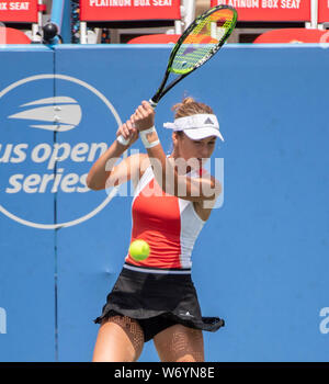 3 août 2019 : Anna Kalinskaya (RUS) perd à Jessica Mladenovic (USA) 6-3, 3-6, 6-1, à l'CitiOpen joué à Rock Creek Park Tennis Center à Washington, DC, . © Leslie Billman/Tennisclix/CSM Crédit : Cal Sport Media/Alamy Live News Banque D'Images