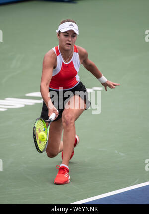 3 août 2019 : Anna Kalinskaya (RUS) perd à Jessica Mladenovic (USA) 6-3, 3-6, 6-1, à l'CitiOpen joué à Rock Creek Park Tennis Center à Washington, DC, . © Leslie Billman/Tennisclix/CSM Banque D'Images