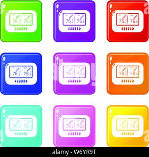 Icons set 9 tonomètre collection couleur Illustration de Vecteur