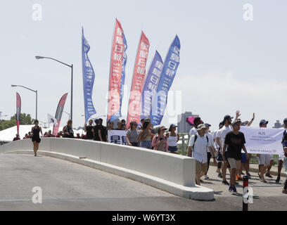 New York, NY, USA. 3e août 2019. Flushing, Queens, New York, USA, 03 août 2019 - Des milliers de personnes ont participé au premier jour de la 29e courses de bateaux-dragons à Flushing Lake dans le Queens New York.Photo : Luiz Rampelotto/EuropaNewswire.Crédit photo obligatoire. Credit : Luiz Rampelotto/ZUMA/Alamy Fil Live News Banque D'Images