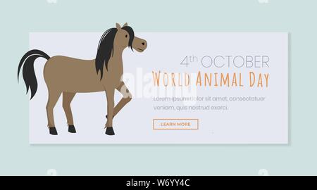 Journée des animaux landing page modèle. Protéger les animaux sauvages et domestiques, de Octobre. La protection de la faune, de l'amour et de soins pour les espèces en voie de disparition page mise en page Conception du site web Illustration de Vecteur