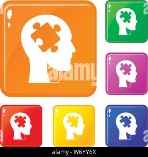 Avec tête couleur vecteur icônes puzzle Illustration de Vecteur