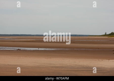 Le front de mer en été sur Santonen Beach sur l'île de Hailuoto et au cours de l'eau peu profonde sont la barre de sable, Ostrobotnie du Nord, en Finlande Banque D'Images