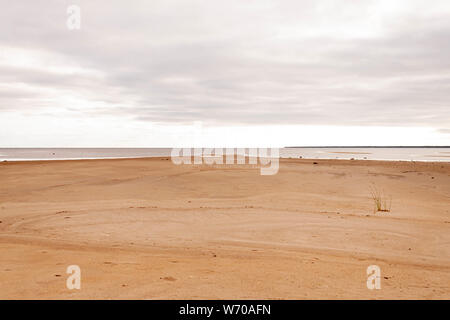 Le front de mer en été sur Santonen Beach sur l'île de Hailuoto et au cours de l'eau peu profonde sont la barre de sable, Ostrobotnie du Nord, en Finlande Banque D'Images