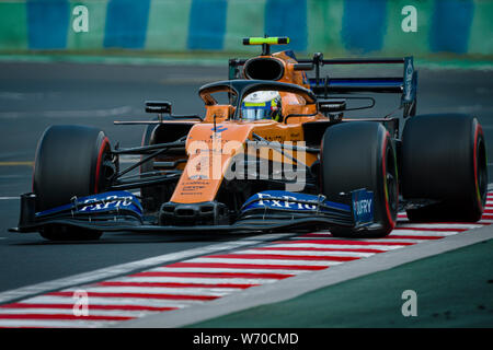 McLaren F1 Team pilote britannique Lando Norris fait concurrence au cours de la séance de qualification du Grand Prix de F1 de Hongrie. Banque D'Images