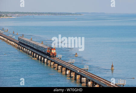 Pont Pamban, Rameswaram, Tamil Nadu, Inde Banque D'Images