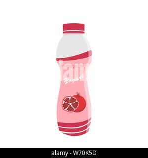 L'emballage du yaourt avec une cuillère à café. Yaourt saveur Grenade. Vector illustration Illustration de Vecteur