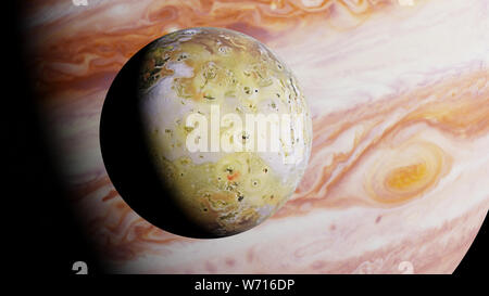 La lune de Jupiter Io en face de la planète Jupiter Banque D'Images