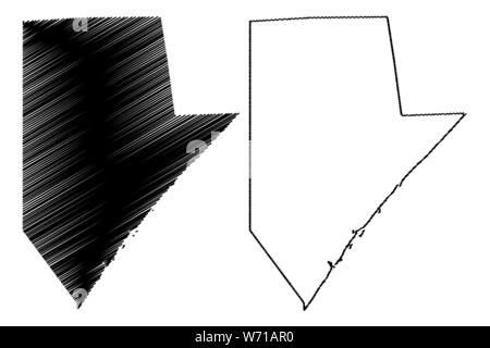 Région du Juba inférieur (République fédérale de Somalie, Corne de l'Afrique) map vector illustration, scribble sketch carte du Juba inférieur Illustration de Vecteur
